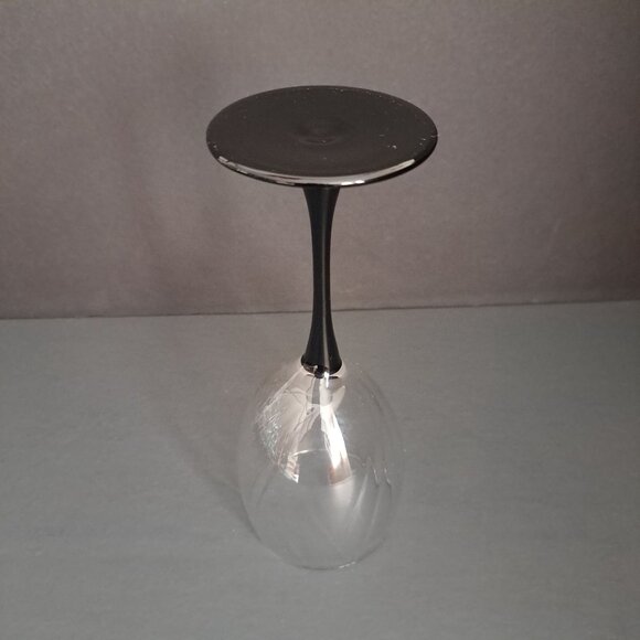 Cristal d'Arques Astra Goblet Black Stem Swirl Optic Clear Bowl Vintage France - Picture 8 of 13